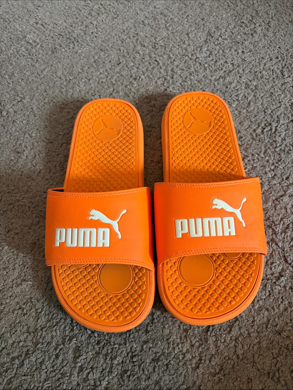 Puma Womens Orange Slides with White Logo